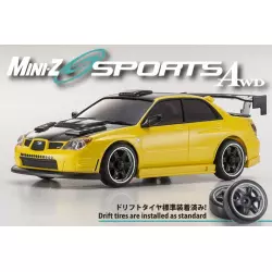 Kyosho Mini-Z MA020 Sports 4WD Subaru Impreza WRX Aero Kit (KT19) Jaune/Capot Noir
