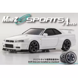 Kyosho Mini-Z MA020 Sports 4WD Nissan Skyline GT-R R34 (KT19) Blanche