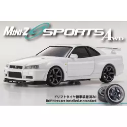 Kyosho Mini-Z MA020 Sports 4WD Nissan Skyline GT-R R34 (KT19) White