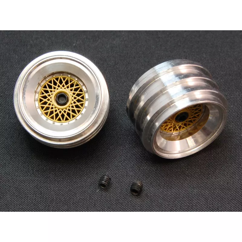  rear wheels Aluminum hubs type "BBS gold" for Porsche 962 / Toyota 88C with M3 grab screws (2x)