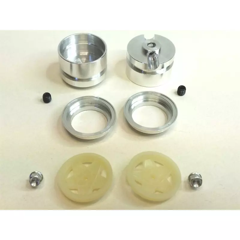  512 front wheels complete with unpainted inserts, aluminum ring, nut + M3 screws