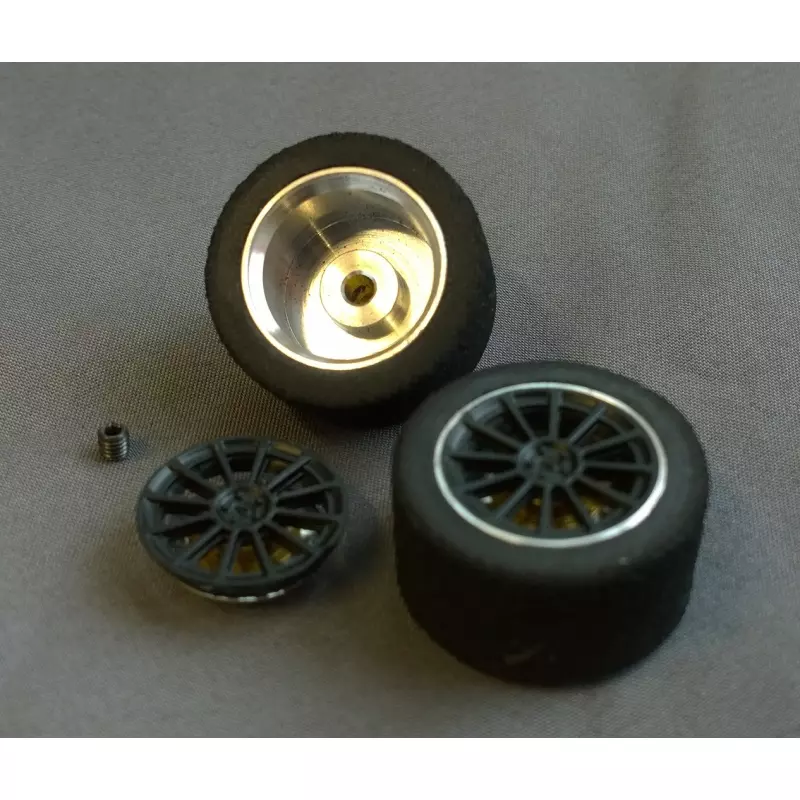 rear wheel hubs with sponge tires for wooden track for Mégane - 25x15 (2x)