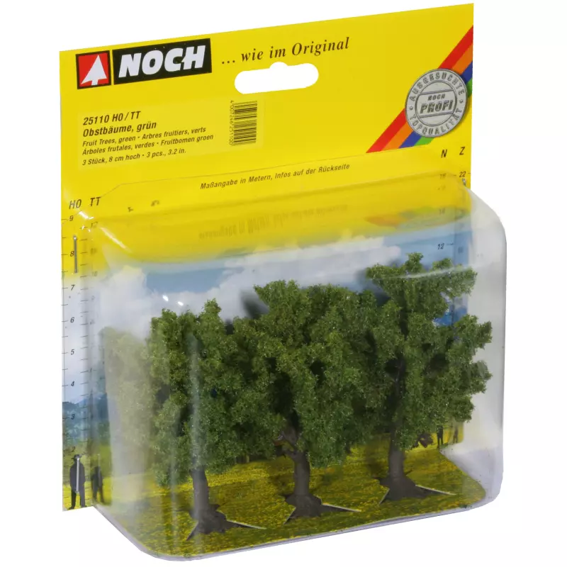 NOCH 25110 Fruit Trees, green, 3 pieces, 8 cm high