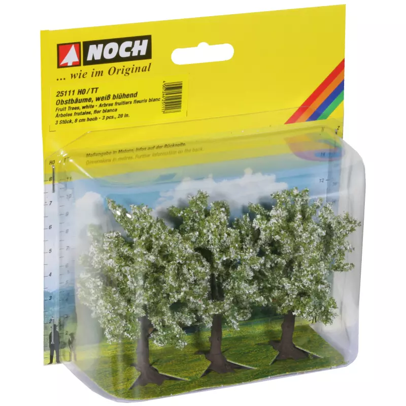 NOCH 25111 Fruit Trees, white, 3 pieces, 8 cm high