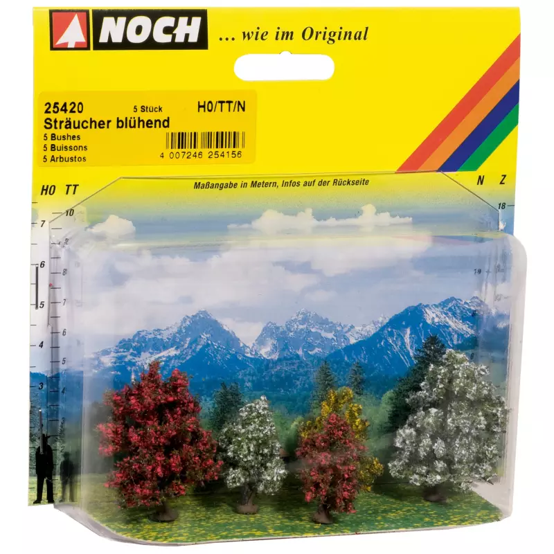 NOCH 25420 Bushes, in blossom, 5 pieces, 3 - 4 cm high