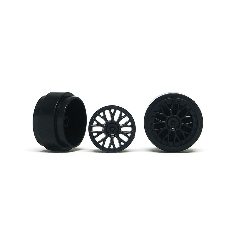 Slot.it PA19-Pl Jantes Plastique Noir Ø17,3 x 10mm + enjoliveur type BBS x4