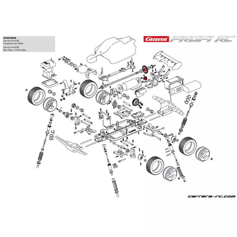 Carrera RC Profi Main gear + Pinion for Copper Maxx / Red Fibre, Carrera Profi RC (183001, 183002)
