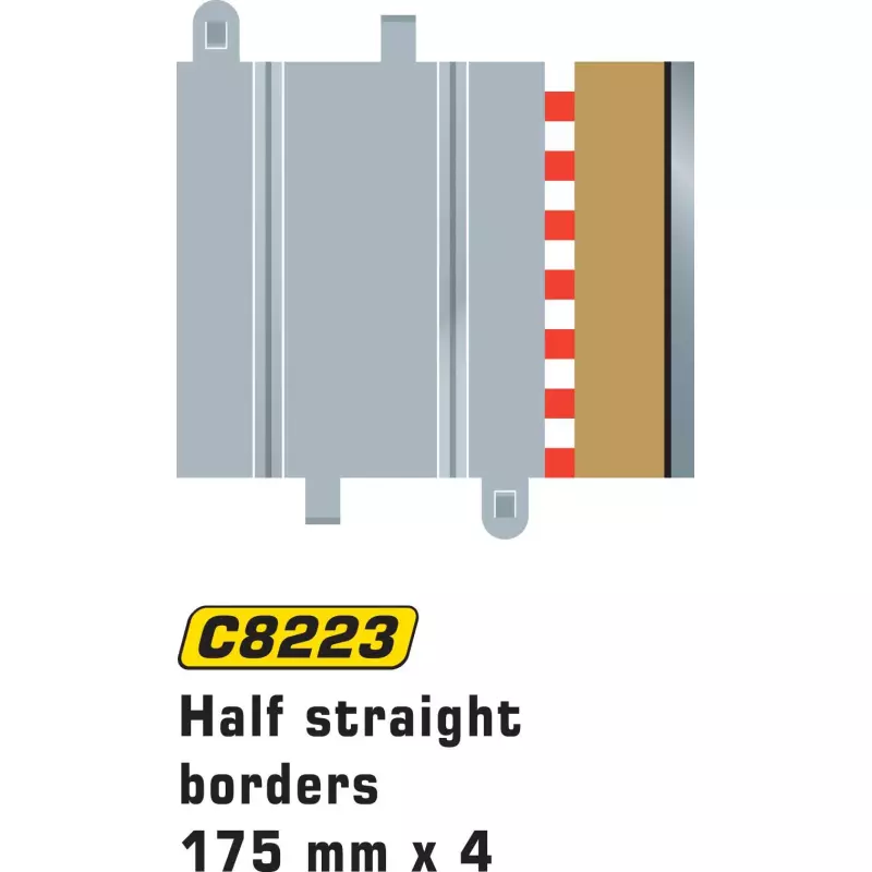 Scalextric C8223 Bordures Demi Droite 175mm (4 pcs)