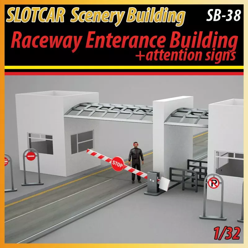 MHS Model SB-38 Raceway Entrance Building with Attention Signs