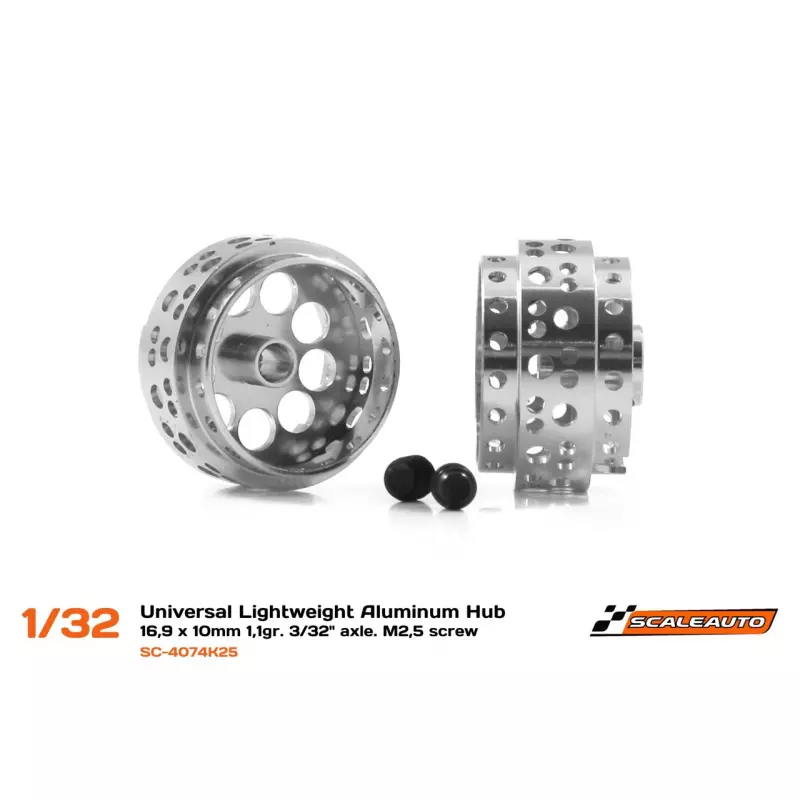 Scaleauto SC-4074K25 Universal Lightweight Aluminum Hub 16,9 x 10 mm 1,1gr. 3/32” axle. M2,25 screw