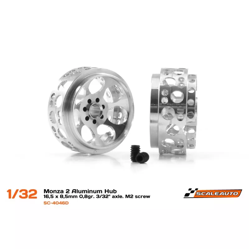 Scaleauto SC-4046D Monza 2 Aluminum Hub - 16,5 x 8,5 mm 0,8gr. 3/32” axle. M2 screw