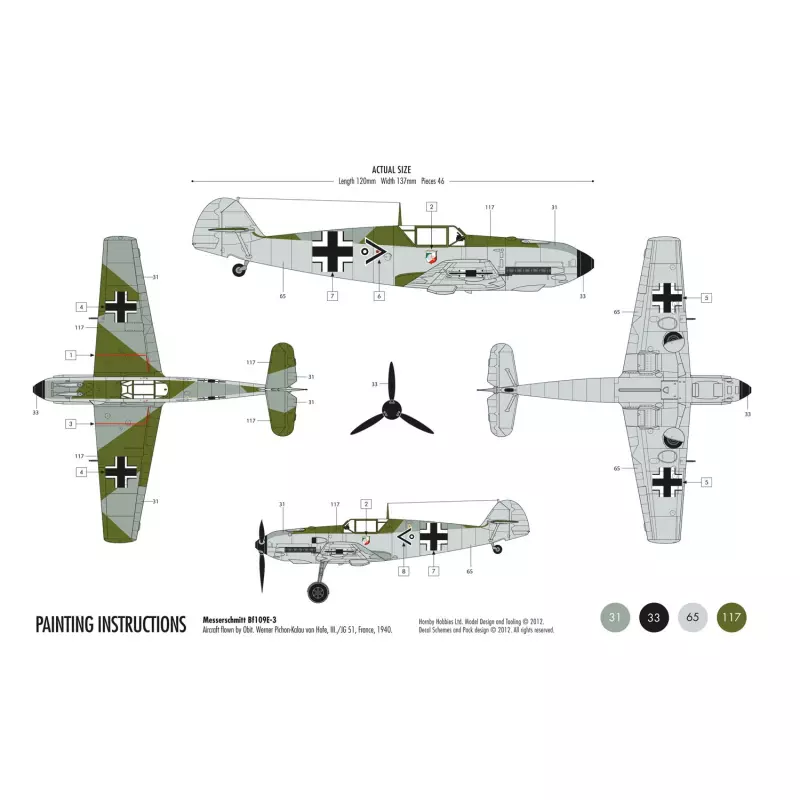Airfix Messerschmitt Bf109E-3 Coffret de Départ 1:72