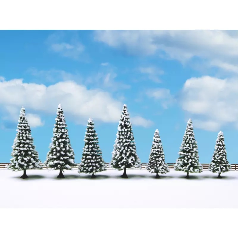  NOCH 25087 Snow Fir Trees, 7 pieces, 8 - 12 cm high