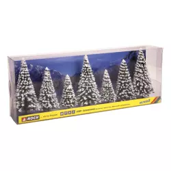 NOCH 25087 Snow Fir Trees, 7 pieces, 8 - 12 cm high