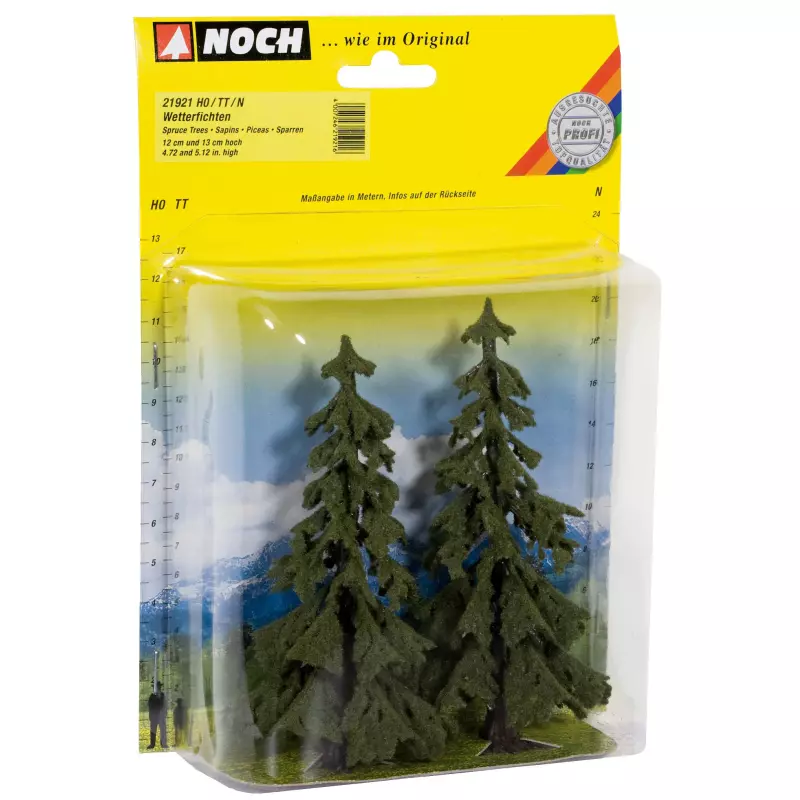 NOCH 21921 Spruce Trees, 2 pieces, 12 cm and 13 cm high
