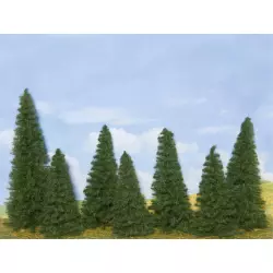 NOCH 24500 Fir Trees, dark green, 7 pieces, 7 - 14 cm high