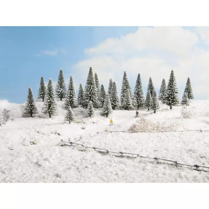 NOCH 26928 Snow Fir Trees, 10 pieces, 5 - 14 cm high
