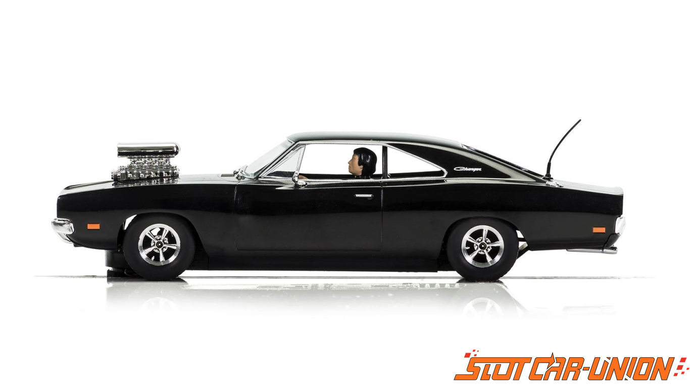 Scalextric Black Dodge Charger W/ Blower DPR W/ Lights 1/32 Slot Car C3936 