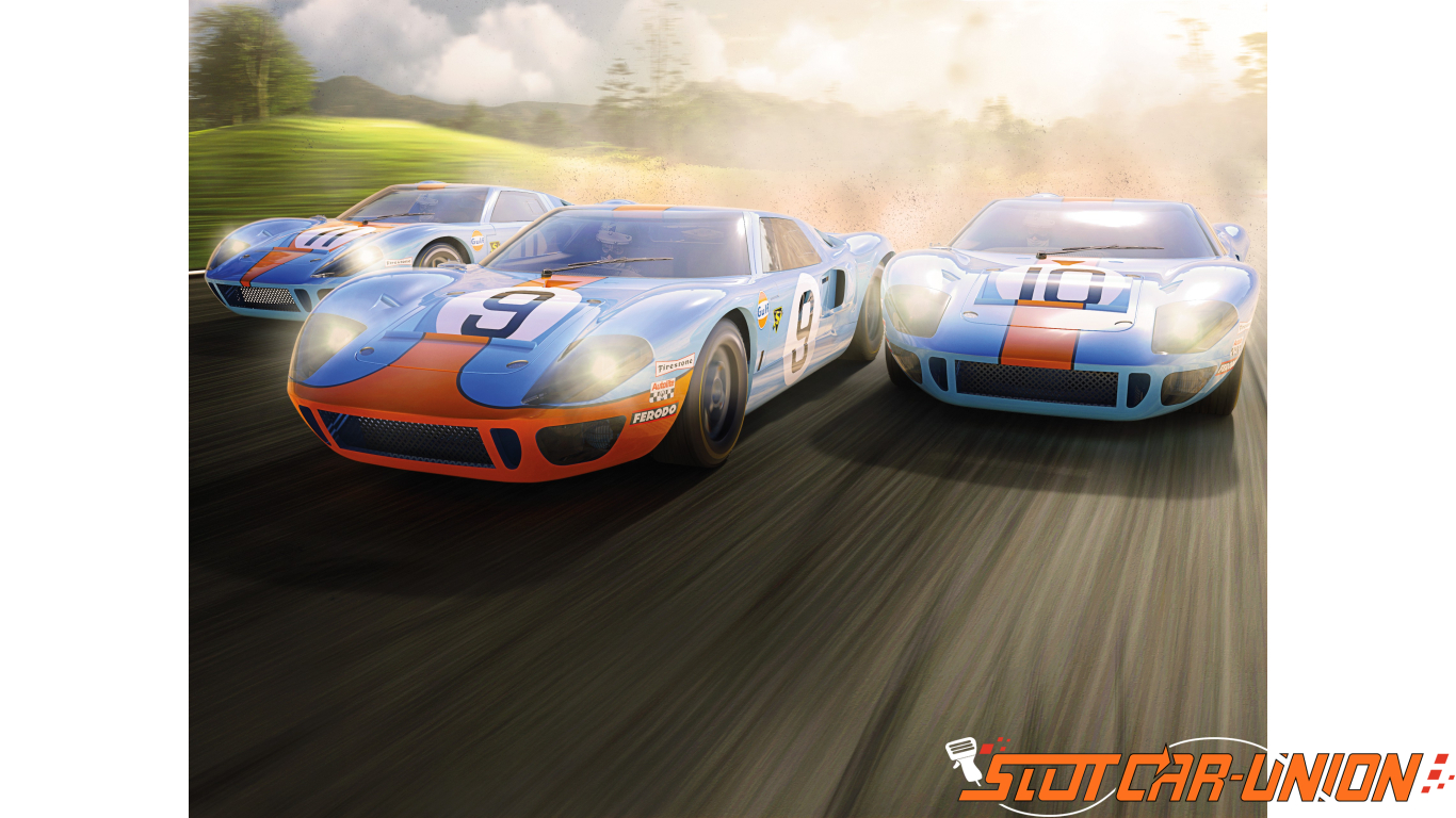 SCALEXTRIC C3896A 1968 Gulf Triple Pack of Ford GT40's Ltd Edition of 2000 NEW 