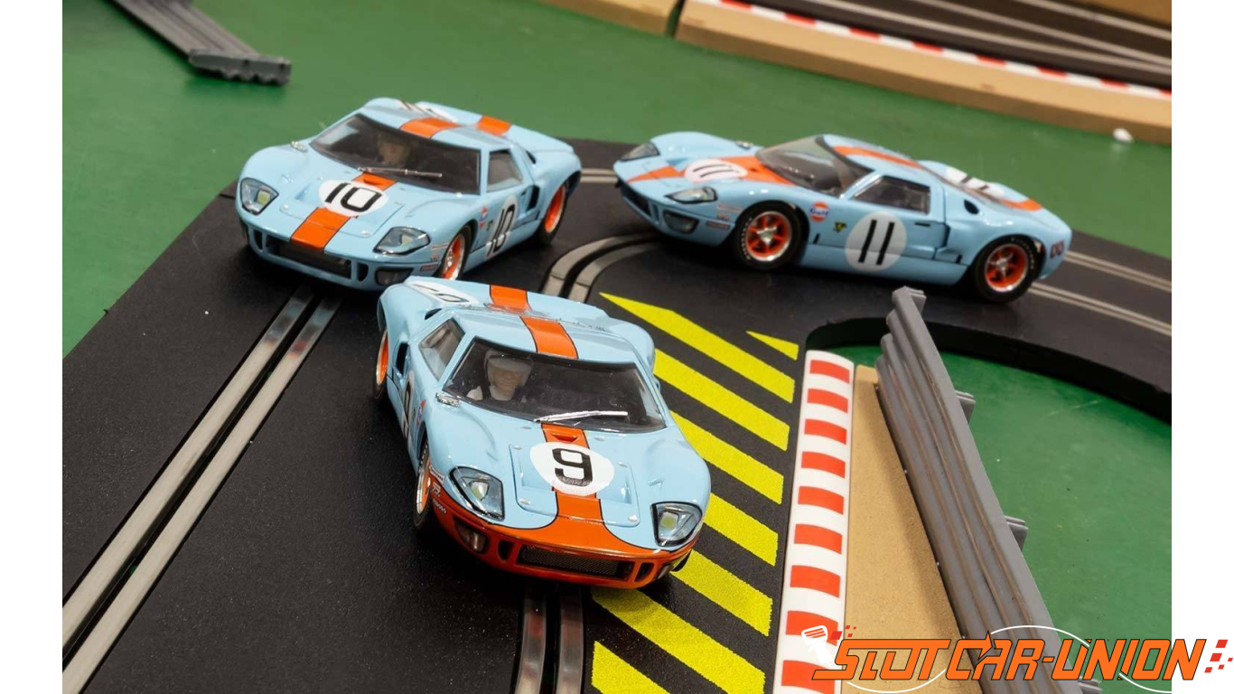 Scalextric "Gulf" Ford GT40-1968 Le Mans LE Boxed Set 1/32 Slot Cars C3896A