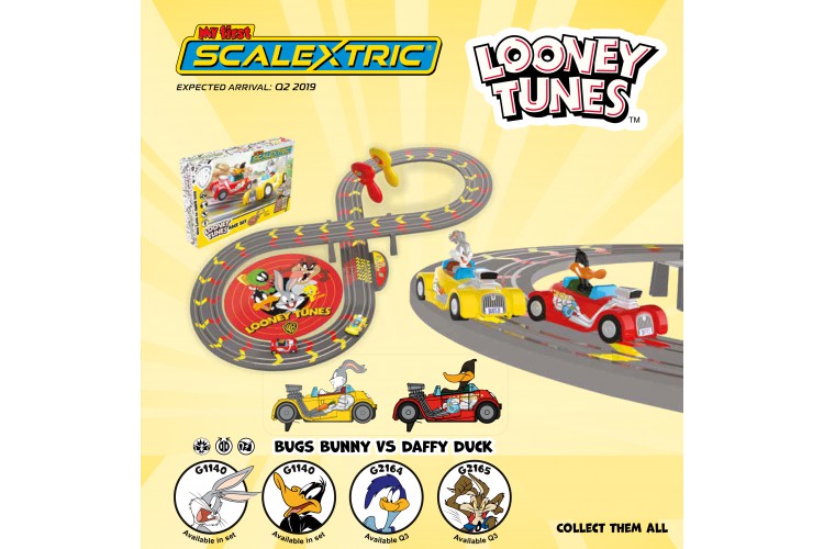 Juego de Juguetes de Carreras con Ranura para Pilas Micro Scalextric G1141 My First Looney Tunes with Bugs Bunny Vs Daffy Duck