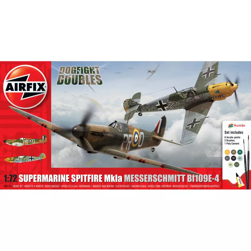 Airfix Spitfire MkIa et Messerschmitt Bf109E-4 Dogfight Doubles Coffret Cadeaut 1:72