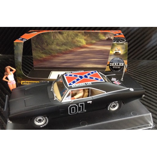 Pioneer P015-DS Dodge Charger '69 Black General Lee Slot Car 1/32 Scalextric DPR 