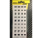 Pioneer DS202716 Sticker sheet No 6, Racing Numbers (10-18)