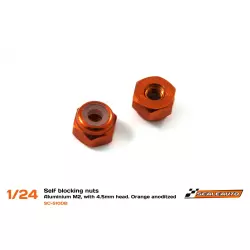 Scaleauto SC-5100B Self blocking nuts - Aluminium M2, with 4.5mm head. Orange anodized