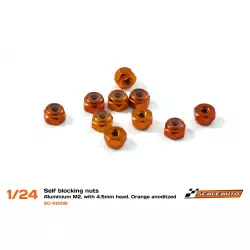 Scaleauto SC-5100B Self blocking nuts - Aluminium M2, with 4.5mm head. Orange anodized