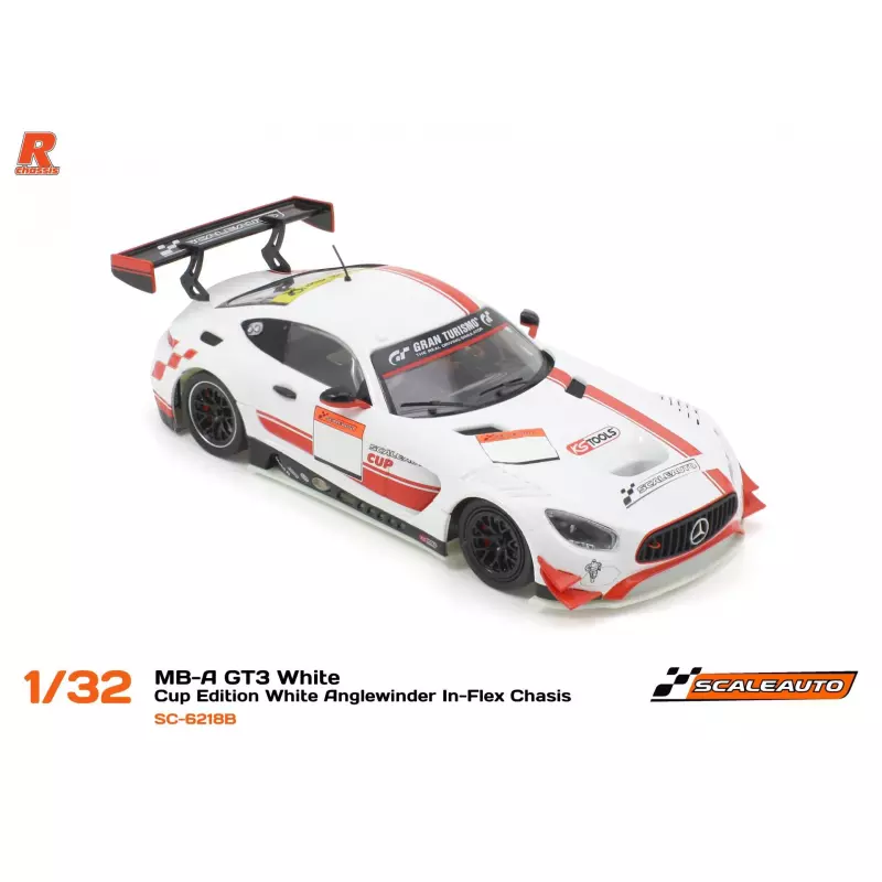 Scaleauto SC-6218B MB-A GT3 White - Cup Edition White Anglewinder In-Flex Chasis