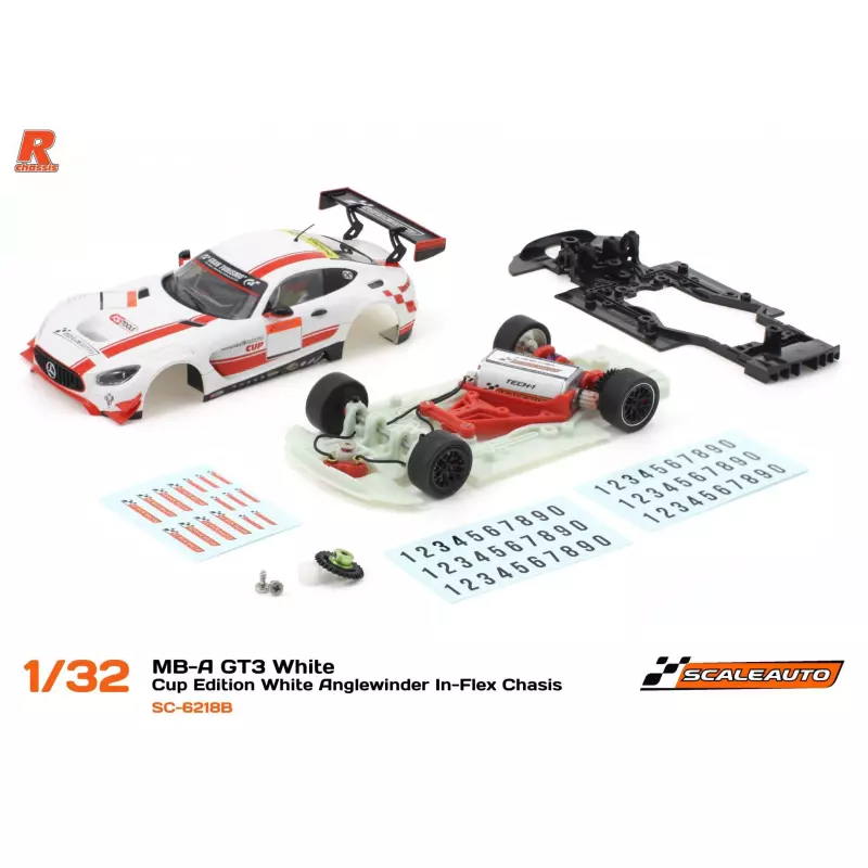 Scaleauto SC-6218B MB-A GT3 White - Cup Edition White Anglewinder In-Flex Chasis