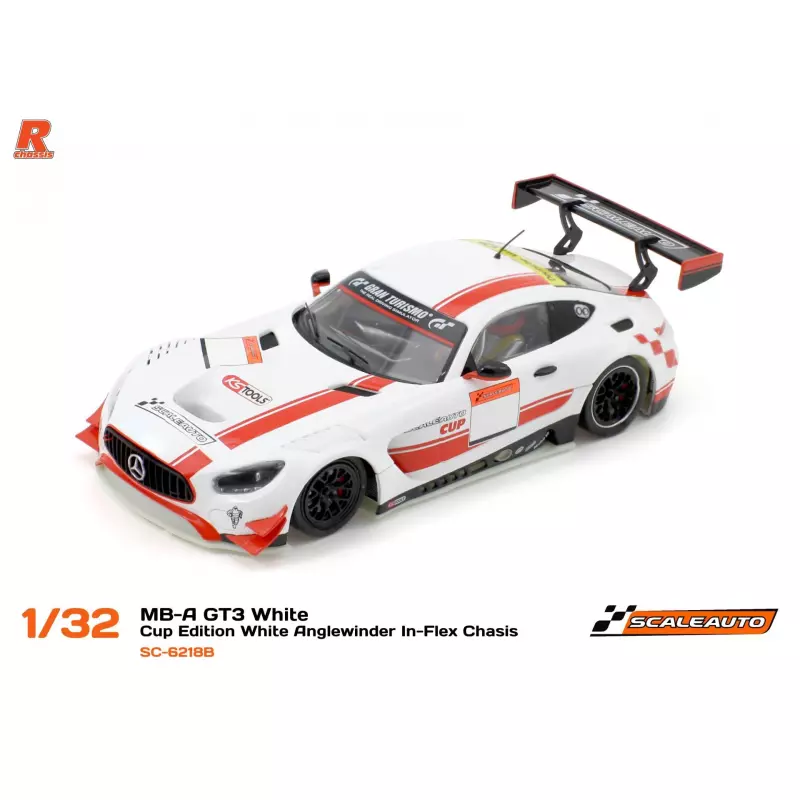 Scaleauto SC-6218B MB-A GT3 White - Cup Edition White Anglewinder In-Flex Chasis