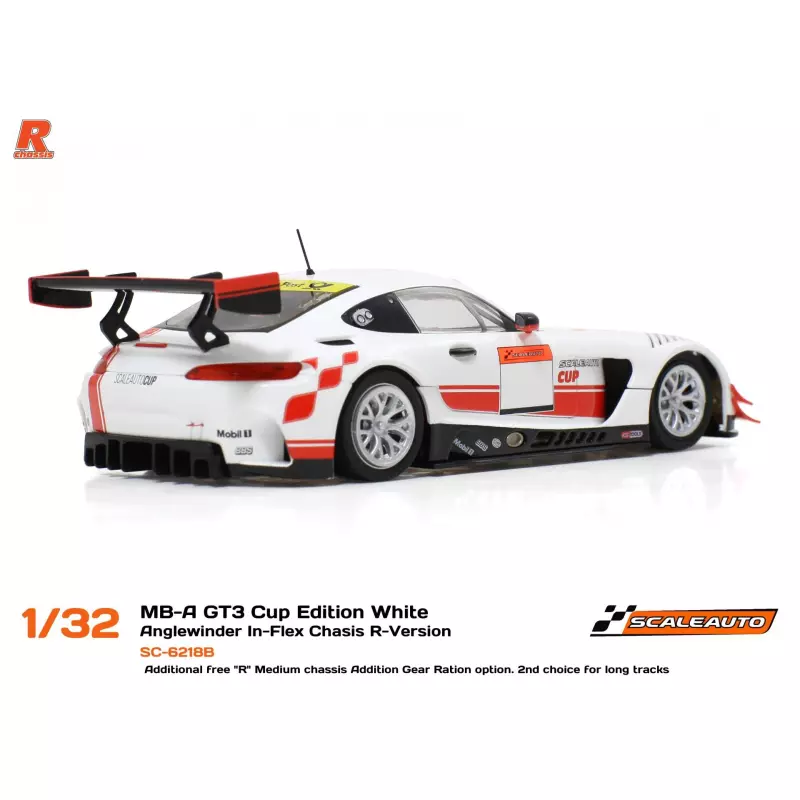 Scaleauto SC-6218B MB-A GT3 White - Cup Edition White Anglewinder In-Flex Chasis