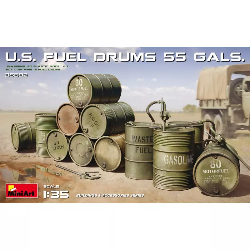  MiniArt 35592 U.S. Fuel Drums 55 Gals.