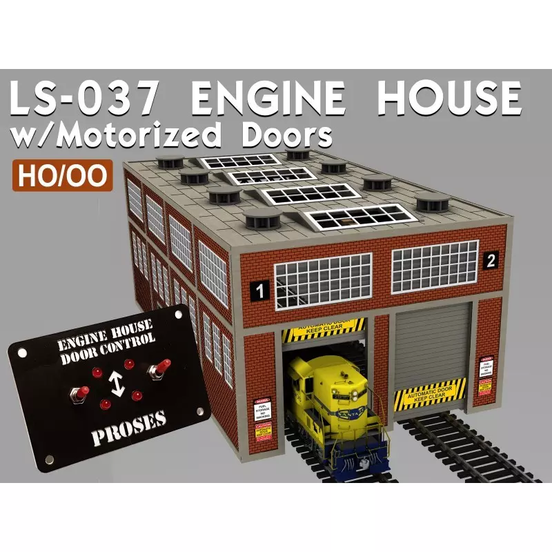  Proses LS-037 Dépôt de Locomotive Moderne avec Eclairage Intérieur/Extérieur et Portes d'ouverture Motorisées (Échelle HO/OO)