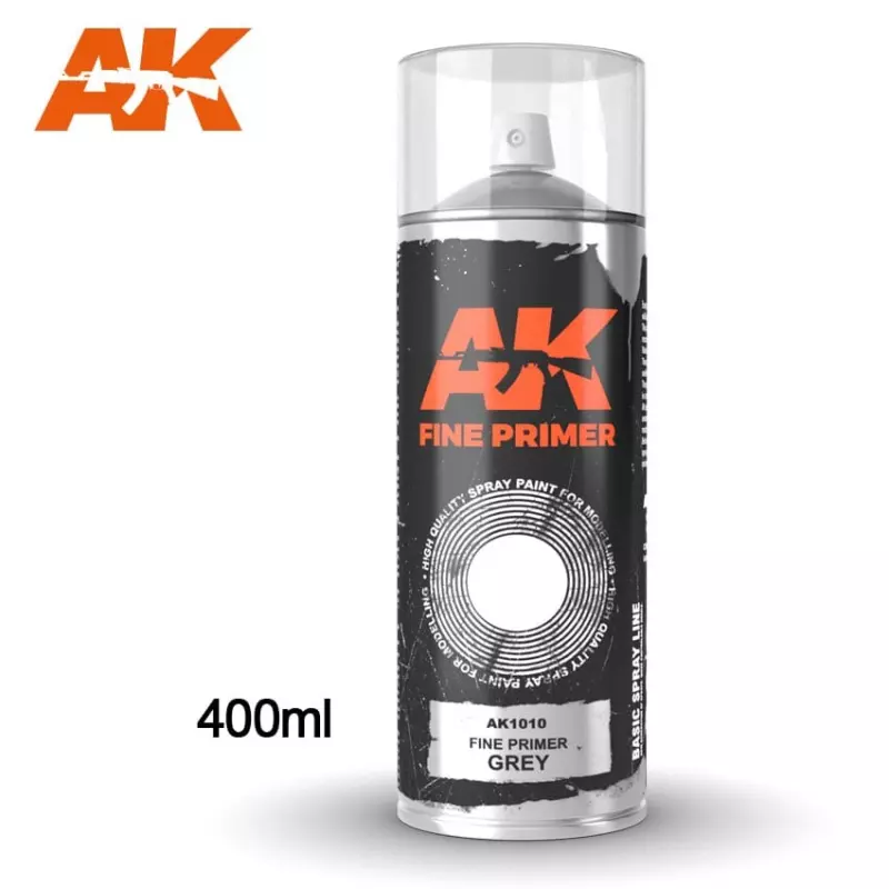  AK Interactive AK1010 Fine Primer Grey - Spray 400ml (Comprend 2 buses)