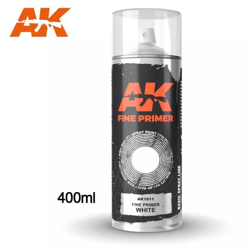  AK Interactive AK1011 Fine Primer White - Spray 400ml (Comprend 2 buses)