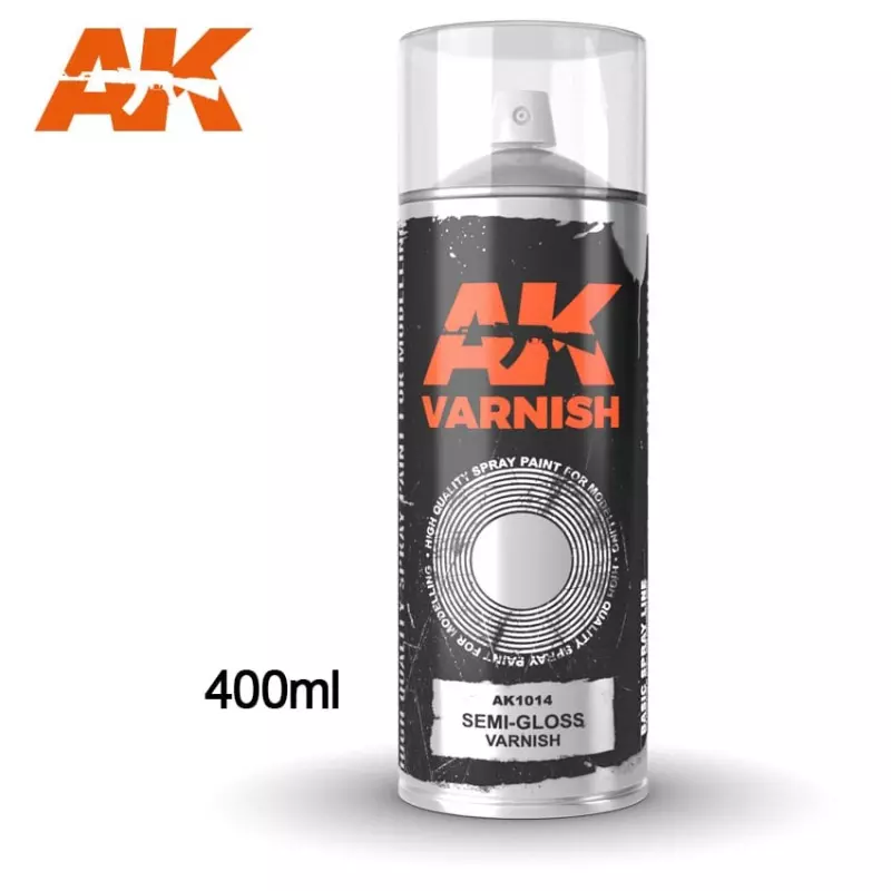  AK Interactive AK1014 Semi-Gloss varnish - Spray 400ml (Comprend 2 buses)