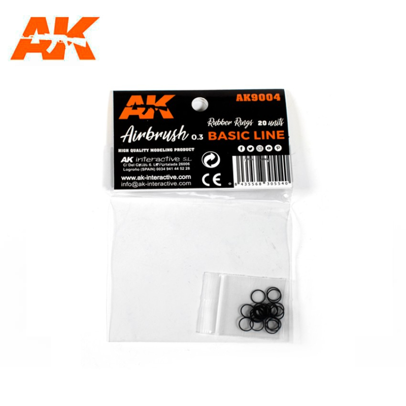                                     AK Interactive AK9004 Rubber Rings - 20 units (Airbrush Basic Line 0,3)
