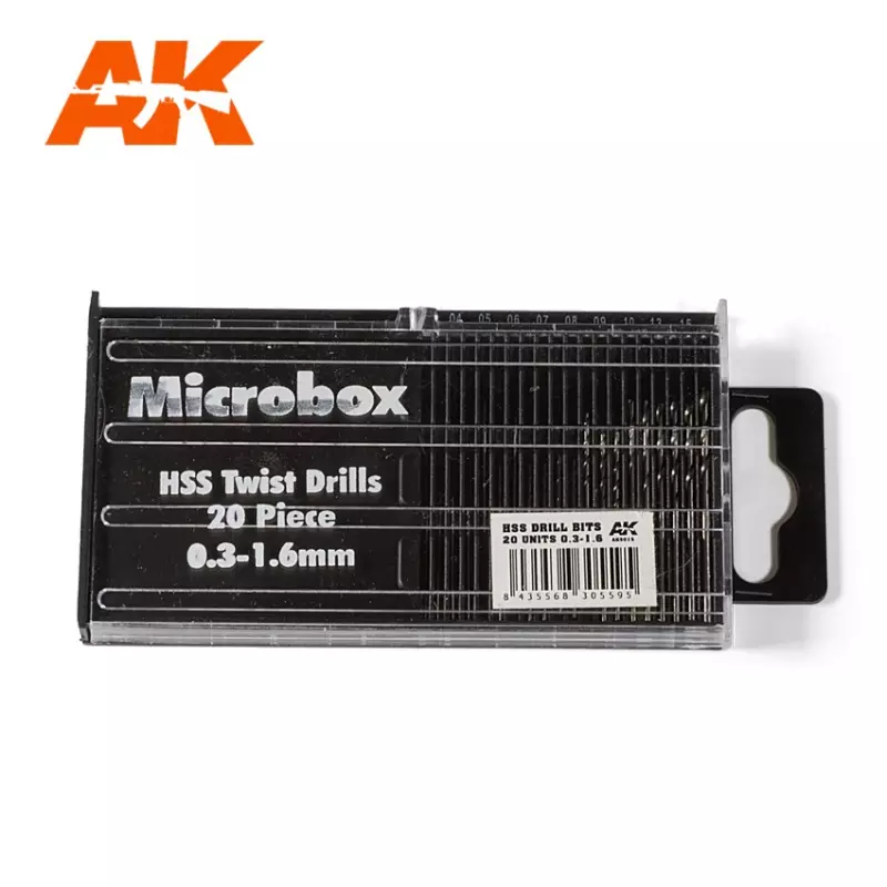 AK Interactive AK9015 Microbox HSS Drill Bits 20 units (0.3 -1.6mm)