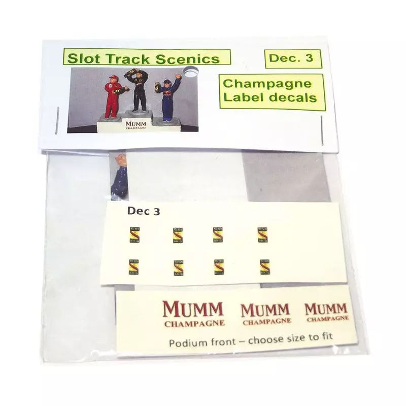 Slot Track Scenics Dec. 3 Decals étiquette de Champagne