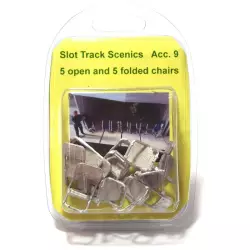 Slot Track Scenics Acc. 9 5 open and 5 folded Chairs