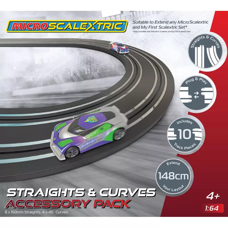 Micro Scalextric G8045 Track Stunt Extension Pack - Straights & Curves