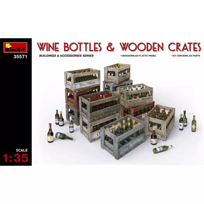  MiniArt 35571 Bouteilles de Vin & Caisses en Bois