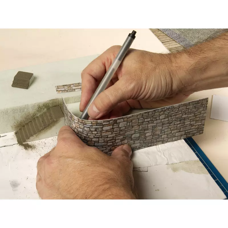 NOCH 56640 Feuille en carton 3D “Mur de Moellon”