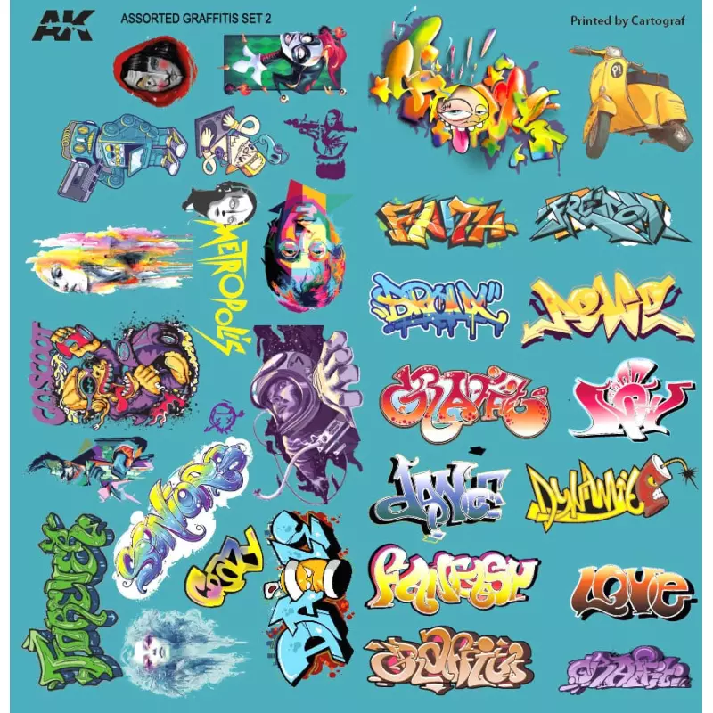 AK Interactive AK9091 Assorted Graffiti Decals