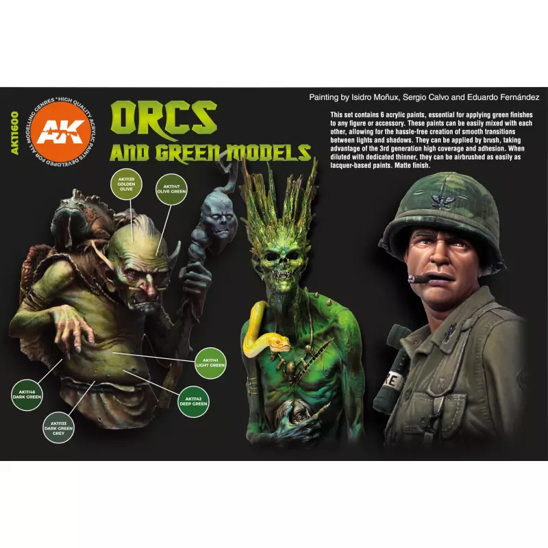 AK Interactive: 3rd Gen - Orcs & Green Models Acrylic Paint Set - LAST  CAVALRY LLC