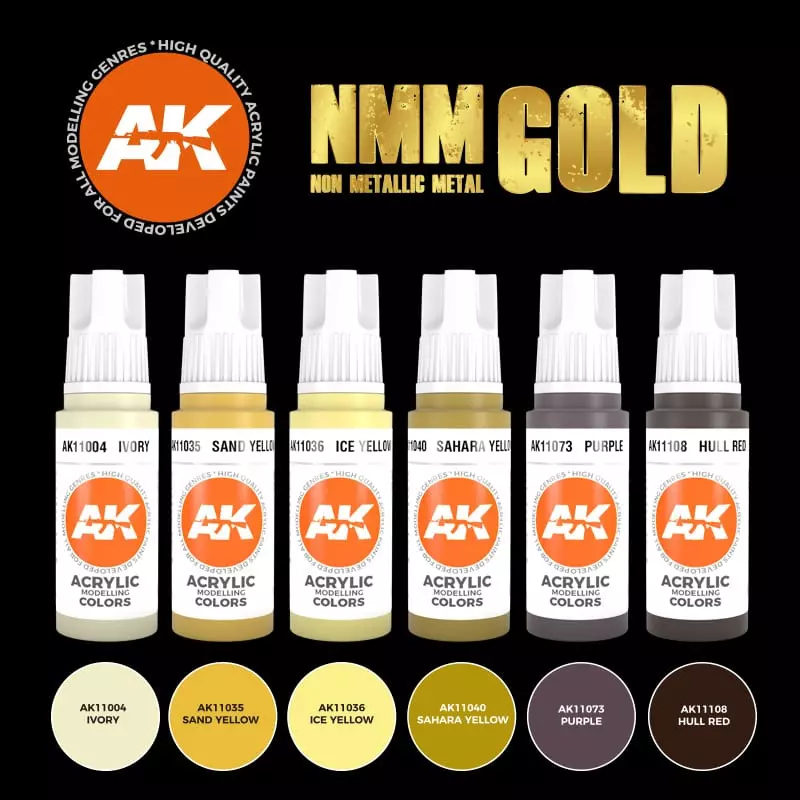 AK Interactive AK11606 Non Metallic Metal: Gold 6x17ml