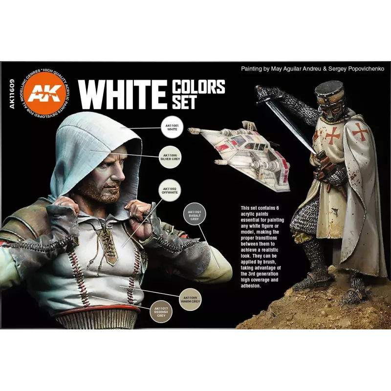 AK Interactive AK11609 White Colors Set 6x17ml